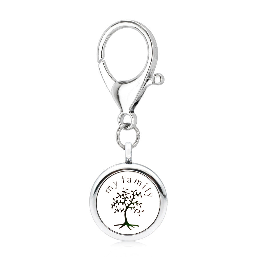 Wholesale Alloy 25MM Tree of Life Hollow Aromatherapy Essential Oil Keychain